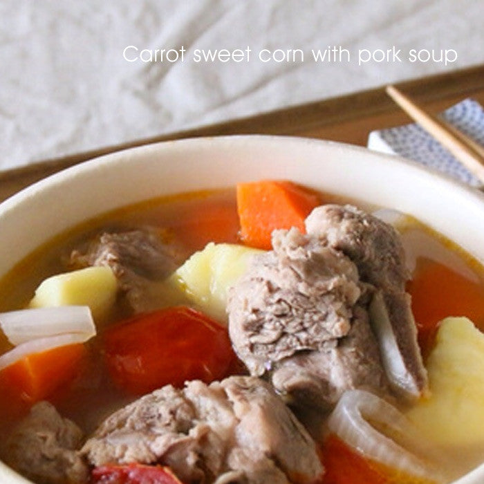 Carrot sweet corn with pork in soup