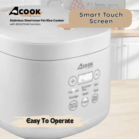 ACook by Buffalo BOILSTEAM Stainless Steel Inner Pot Mini Rice Cooker 2L