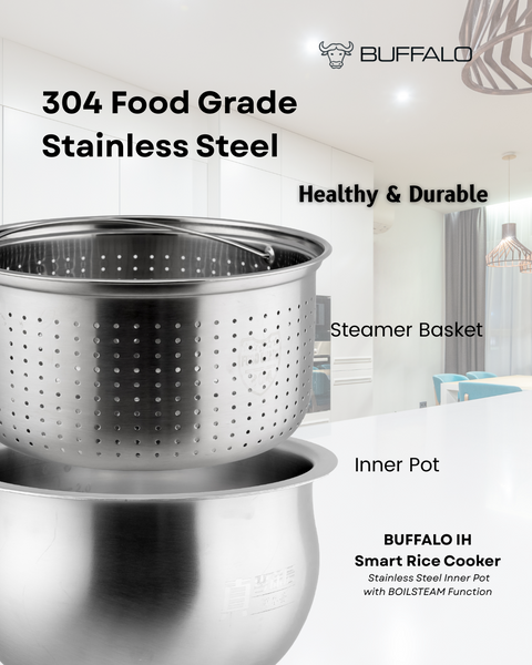 Buffalo NEW IH Stainless Steel Inner Pot Smart Rice Cooker with Boilsteam Function (10 cups) Pre-order