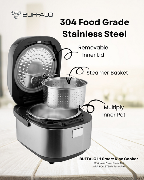 Buffalo NEW IH Stainless Steel Inner Pot Smart Rice Cooker with Boilsteam Function (10 cups) Pre-order