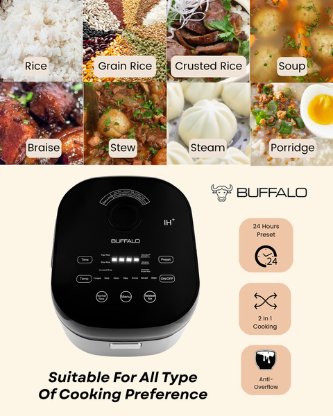 Buffalo NEW IH Stainless Steel Inner Pot Smart Rice Cooker with Boilsteam Function (10 cups) Pre-order