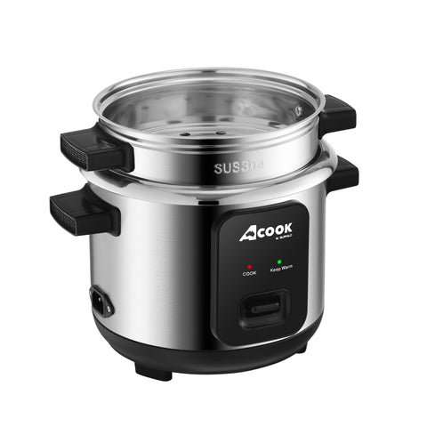 ACook by Buffalo Stainless Steel No Coating Chemical Free Classic Rice Cooker (5-Cup)