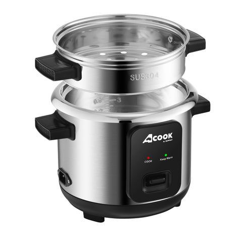 ACook by Buffalo Stainless Steel No Coating Chemical Free Classic Rice Cooker (5-Cup)