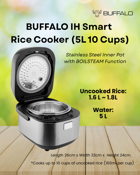 Buffalo NEW IH Stainless Steel Inner Pot Smart Rice Cooker with Boilsteam Function (10 cups) Pre-order