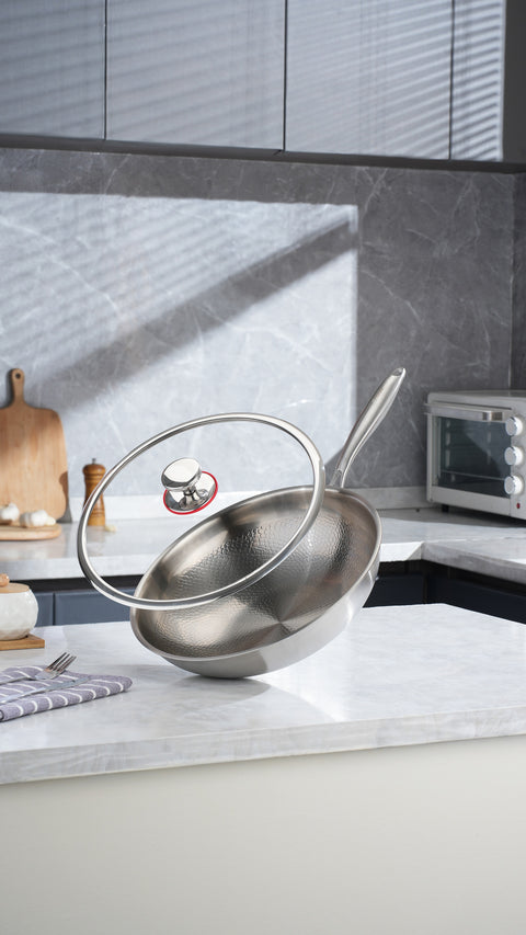 ACook Titanium Wok | Multi-Ply Stainless Steel | Uncoated & Easy Wash Wok