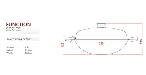 Buffalo Function Series 38cm Round Bottom Wok