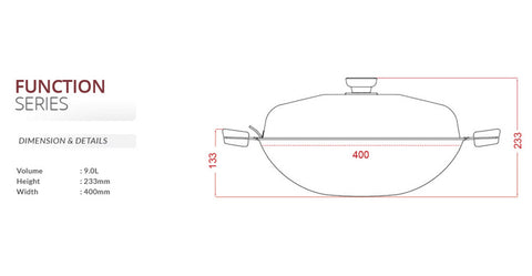 Buffalo Function Series 40cm Round Bottom Wok