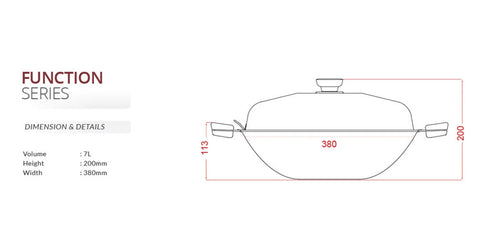 Buffalo Function Series 38cm Flat Bottom Wok