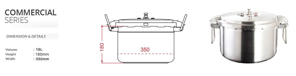 Buffalo Commercial Series Pressure Cooker 16L