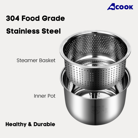 ACook BOILSTEAM Stainless Steel Rice Cooker (6 cups)