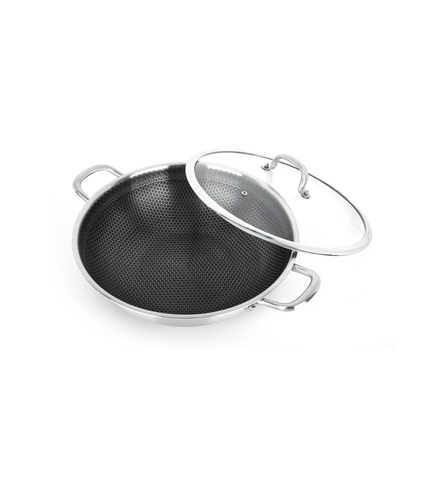 Buffalo TOROS 36cm Honeycomb Wok with Lid (316 Stainless Steel)